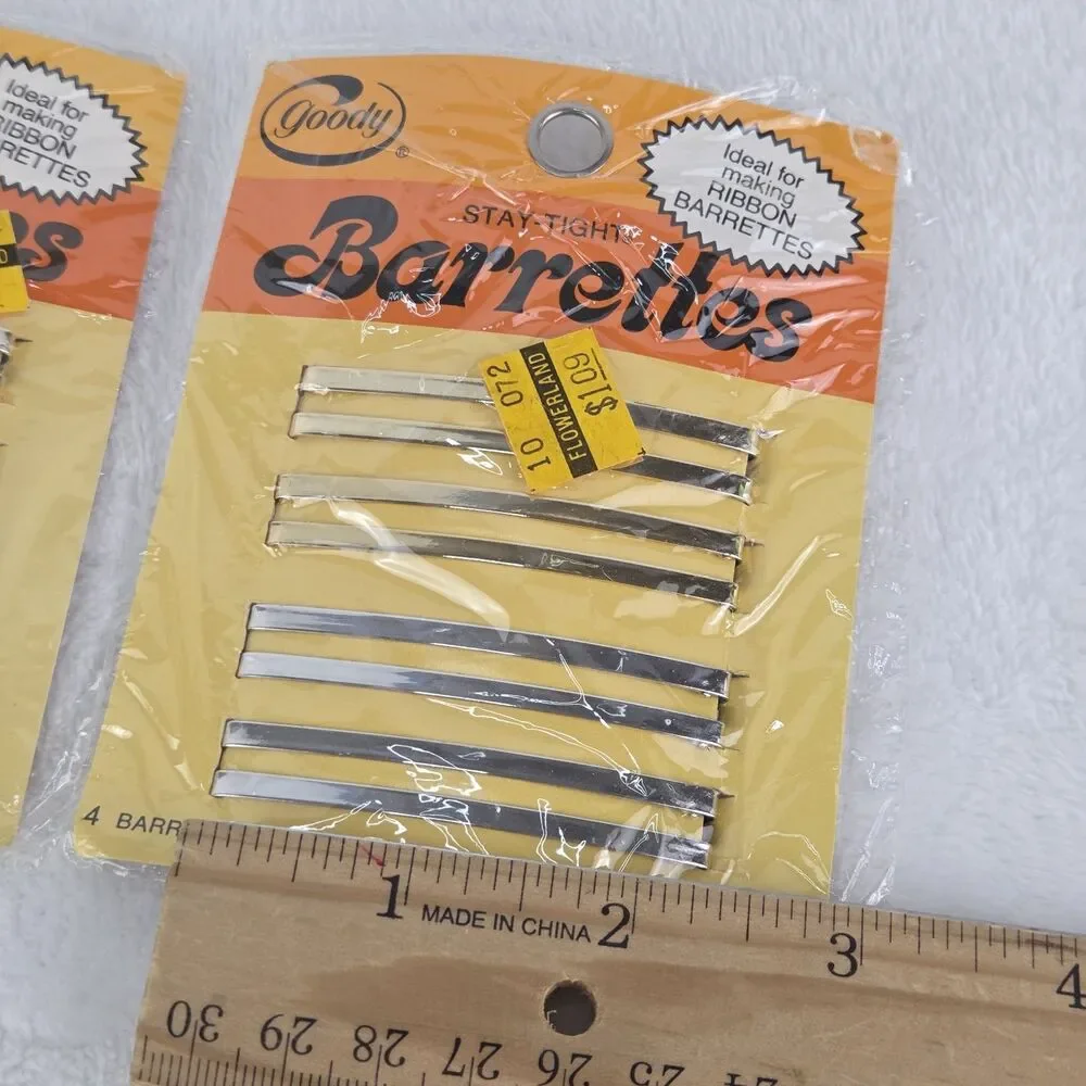 Vintage Goody Stay Tight Metal Double Line Barrettes Lot New Sealed #903 2.5 in.